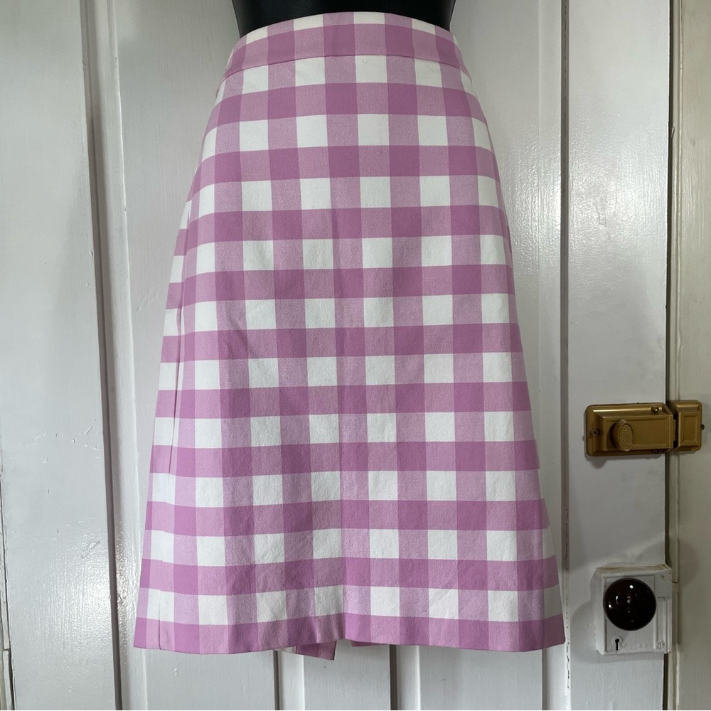 J CREW Lavender and White Gingham Pencil Skirt
